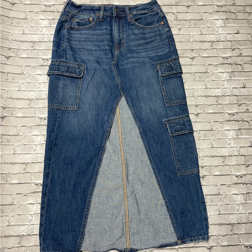 American Eagle Outfitters Blue Denim Cargo Skirt